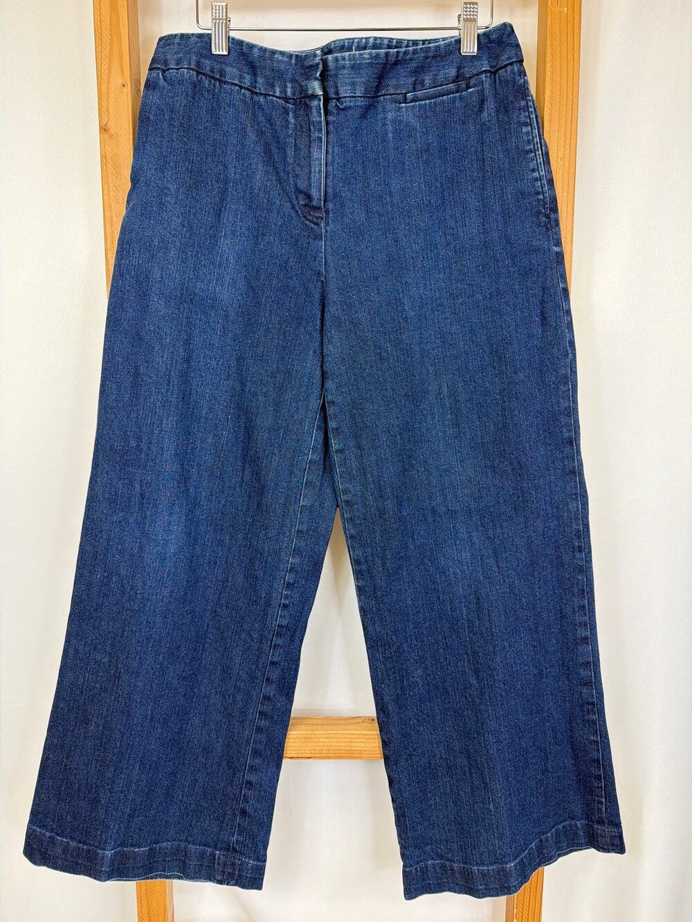 Liz Claiborne Jackie Blue Pockets Denim Wide Leg Jeans High Rise Size 10